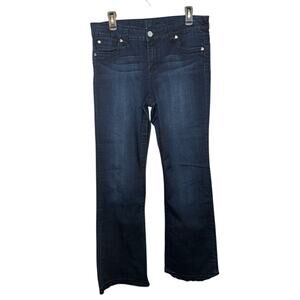 Kut from the Kloth dark indigo raw hem flare jeans size 12 EUC